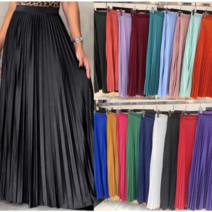 Saia Plissada Longa Evangélica Forrada Lisa Elegante